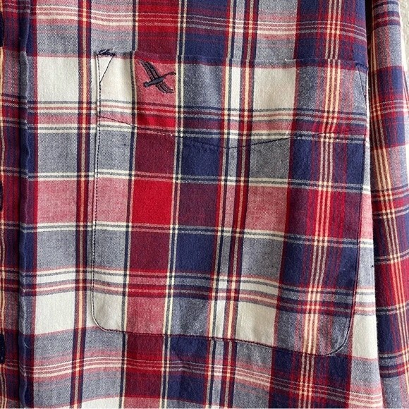 Eddie Bauer Long Sleeve Red Blue White Plaid Large Button Down Shirt - EUC - Picture 6 of 9